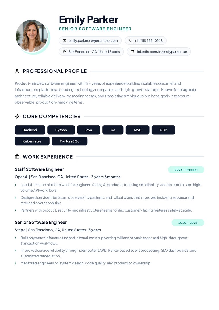 Jakarta resume template preview