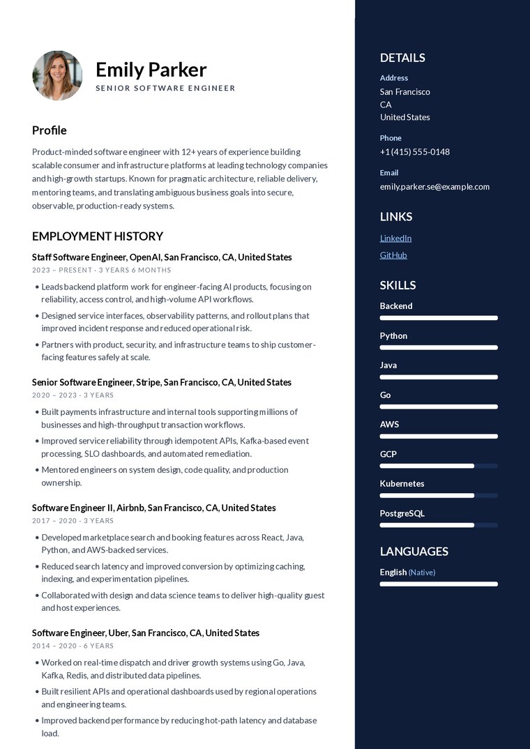 Modern resume template preview