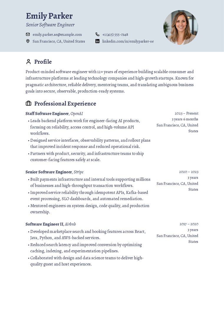 Oslo resume template preview